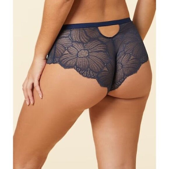Etam Women's Flexi Lace Shorty Boyshort Panties, Navy Blue, Small - Picture 2 of 7